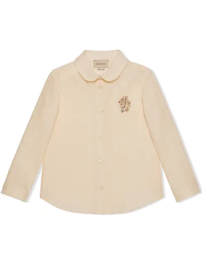 Gucci Kids' Freya Hartas-embroidered Shirt In Neutrals