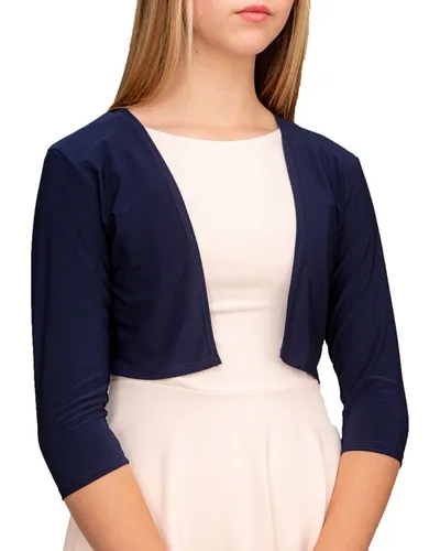 Un Deux Trois Kids' Girl's Cropped Bolero Jacket In Navy