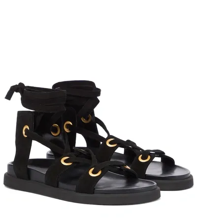 Gianvito Rossi Ibiza Suede Gladiator Sandals In Schwarz