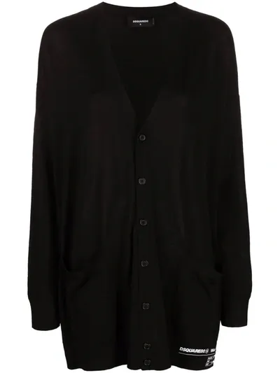 Dsquared2 Logo-detail Button-up Cardigan In Black