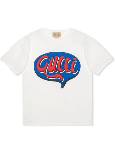 Gucci Kids' White Cotton T-shirt With Logo Print