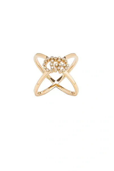 Gucci Running G Cross Diamond Ring In Yellow Gold