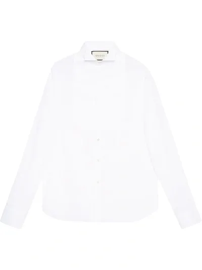 Gucci Bib-collar Cotton Shirt In White