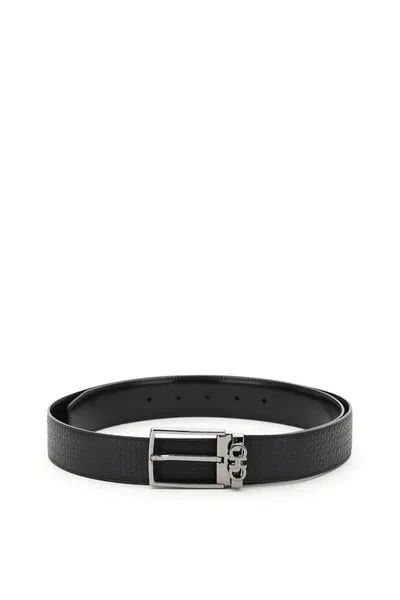 Ferragamo Salvatore  Gancini Reversible Buckle Belt In Black