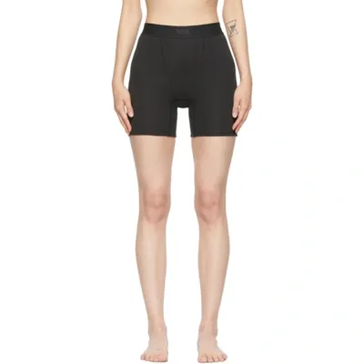 Skims Boyfriend Stretch-modal And Cotton-blend Jersey Boxer Shorts In Black