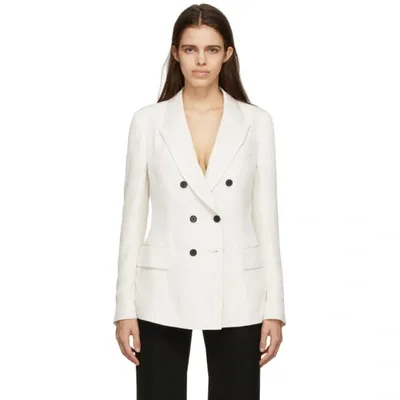 Tom Ford Off-white Twill Double-breasted Blazer In Aw003 Chalk