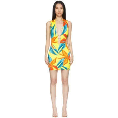 Louisa Ballou Ssense Exclusive Yellow & Orange Sleeveless Ring Dress In Yellow Fire