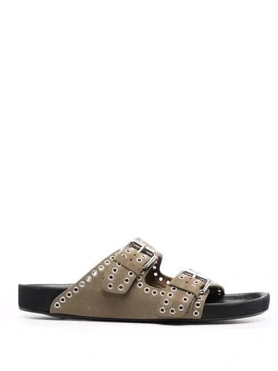 Isabel Marant Lennyo Studded Suede Slides In Taupe