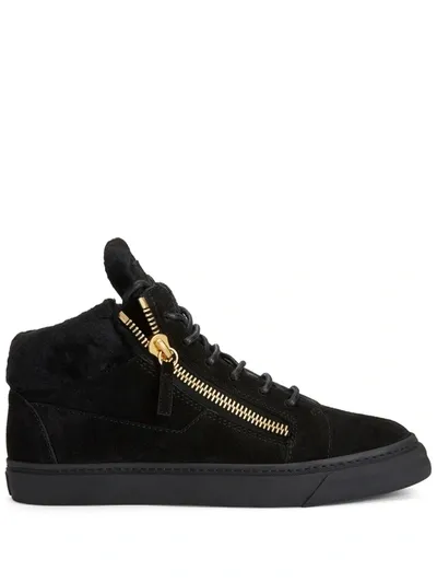 Giuseppe Zanotti Kriss Suede Mid-top Sneakers In Black