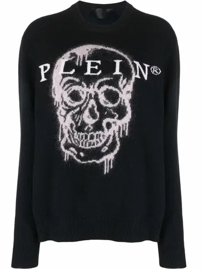 Philipp Plein Intarsia-knit Skull Jumper In Black