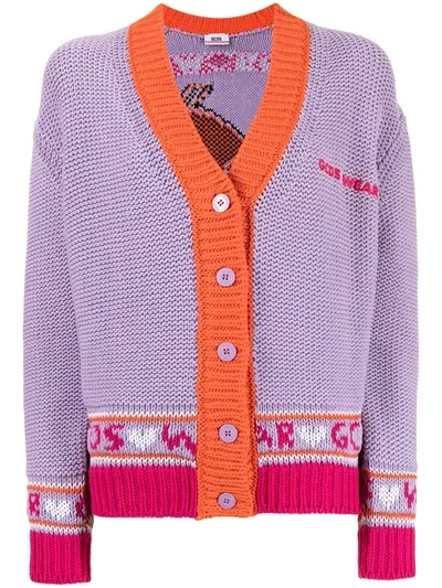 Gcds Jacquard V-neck Cardigan In Violett