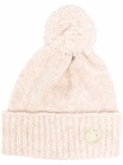 Golden Goose Knitted Bobble Hat In Beige