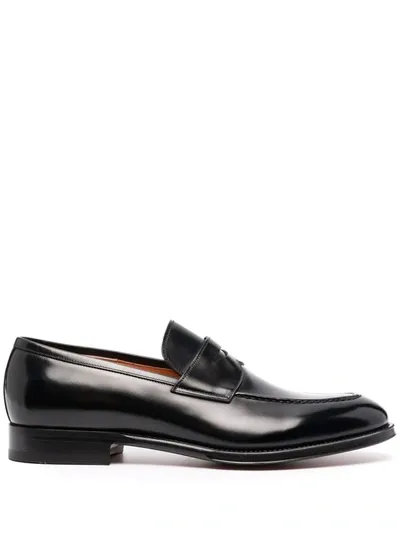 Santoni Leather Penny Loafers In Blake Construction