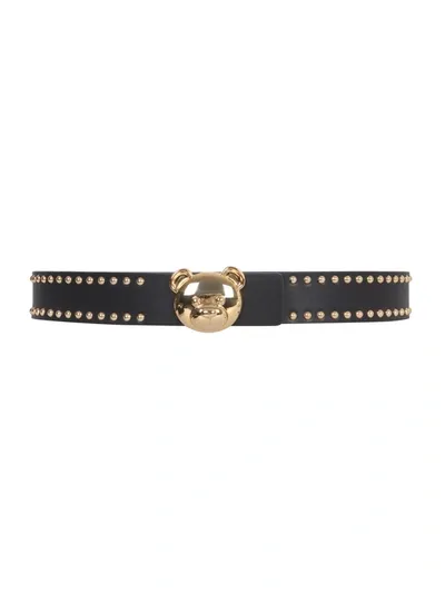 Moschino Bear-motif Studded Belt In Red