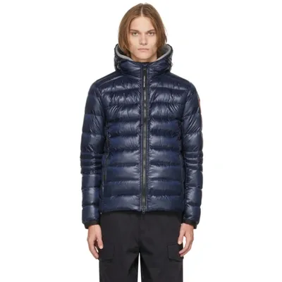 Canada Goose Black Disc Crofton Nylon Hooded Puffer Jacket In Atlantic