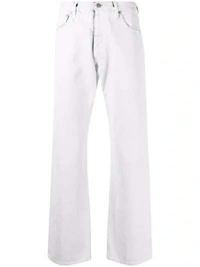 Maison Margiela Painted Regular Fit Straight Legged Jeans In White