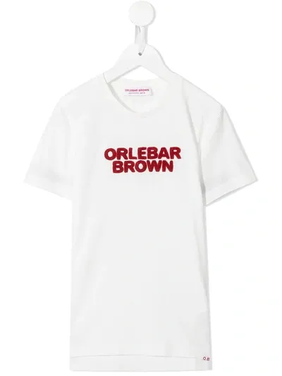 Orlebar Brown Kids' Flocked Logo T-shirt In White