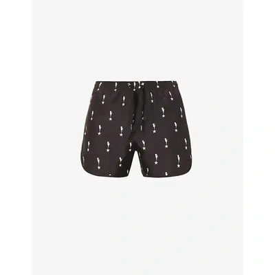 Neil Barrett Starbolt-print Swim Shorts In Black - White