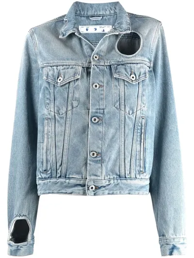 Off-white Cut-out Denim Jacket In Light Blue