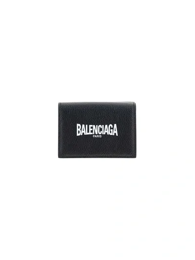 Balenciaga Logo-print Full-grain Leather Billfold Wallet In Black