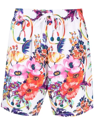 Moschino Floral Print Swimming Shorts In White