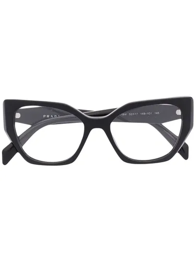 Prada Cat Eye-frame Logo-embossed Glasses In Schwarz