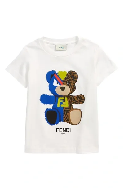 Fendi Kids' Graphic-print Short-sleeve T-shirt In White