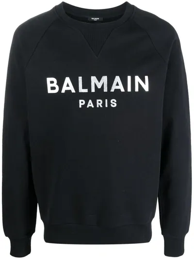 Balmain Logo-print Long-sleeve Sweatshirt In Black