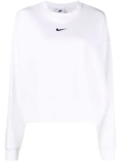 Nike Embroidered-swoosh Sweatshirt In White