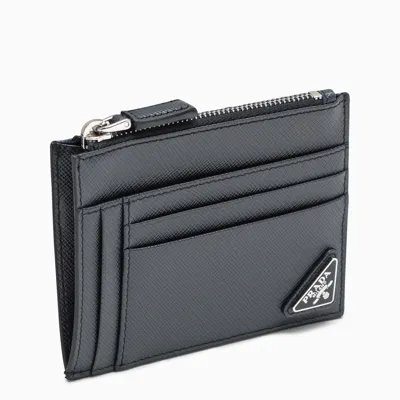 Prada Black Credit Card Holder In Blue