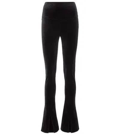 Norma Kamali Spat Stretch-velvet Leggings In Black