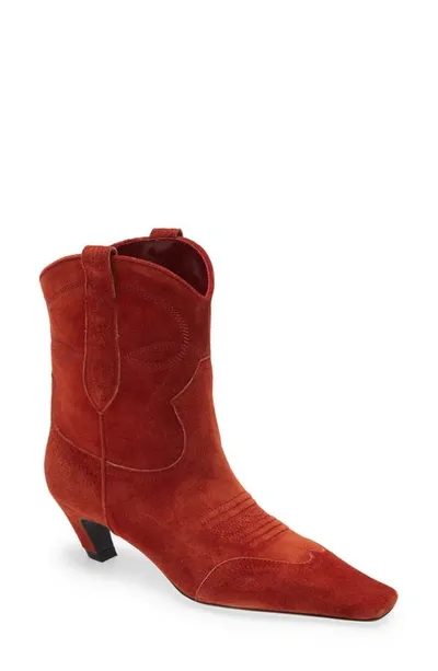 Khaite Dallas Suede Cowboy Ankle Boots In Hellbraun