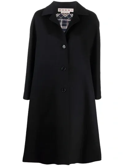 Marni Spread-collar Button-fastening Coat In Blue