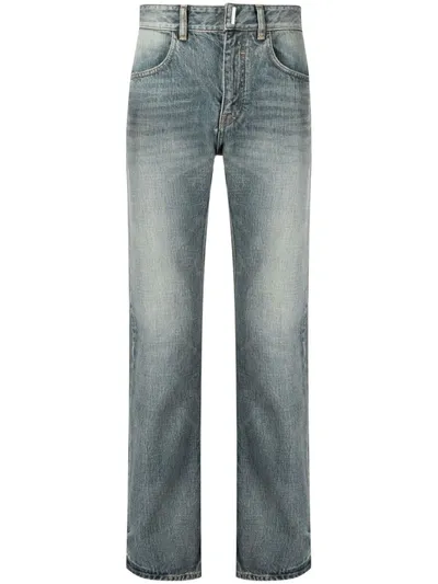 Givenchy Bleach-effect Straight-leg Denim Jeans In Blau