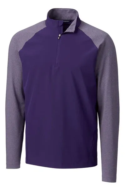 Cutter & Buck Response Hybrid Overknit Quarter Zip Pullover In Purple