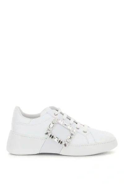 Roger Vivier Viv Skate Crystal Buckle Sneakers In White