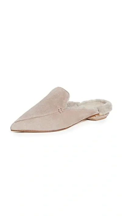 Nicholas Kirkwood Taupe Suede &amp; Shearling Beya Mules In Brown