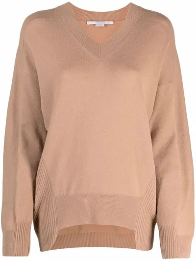 Stella Mccartney V-neck Virgin Wool Jumper In Nude