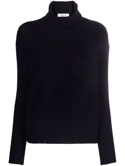 Valentino Cashmere Roll-neck Jumper In Black