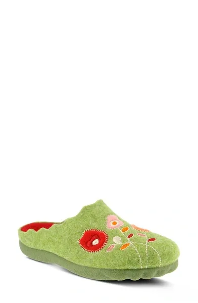 Flexus By Spring Step Wildflower Scuff Slipper In Green