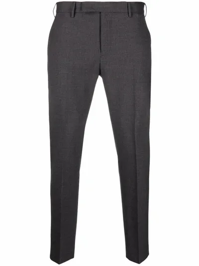 Pt01 Pressed-crease Charm-detail Tailored Trousers In Grey