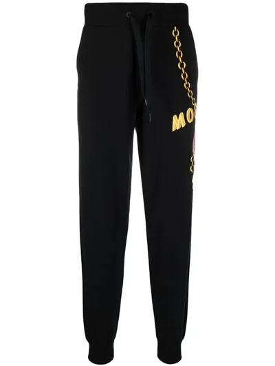 Moschino Double Question Mark Track Pants In Black