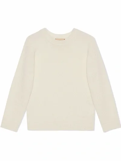 Gucci Kids' Ribbed-collar Cashmere Jumper In White