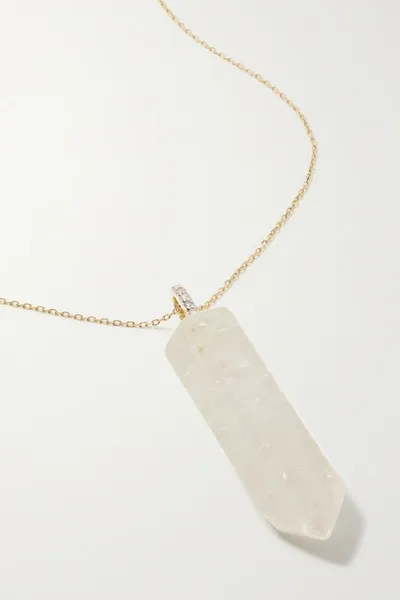 Mateo 14-karat Gold, Quartz And Diamond Necklace