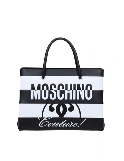 Moschino Handbag In Black & White Calfskin