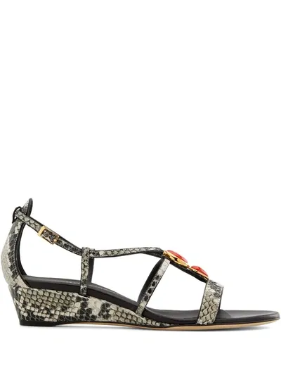 Giuseppe Zanotti Adelaide Snakeskin-effect Sandals In Grey