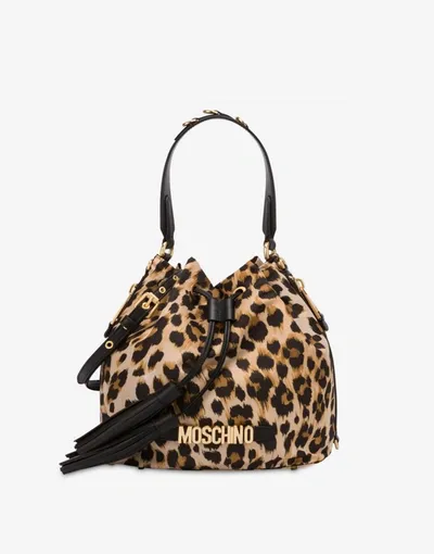 Moschino Leopard Print Bucket Bag In Beige