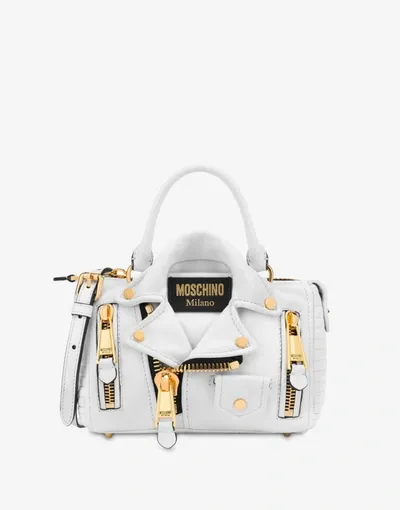 Moschino Small Nappa Biker Bag In White