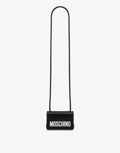 Moschino Calfskin Shoulder Bag In Black