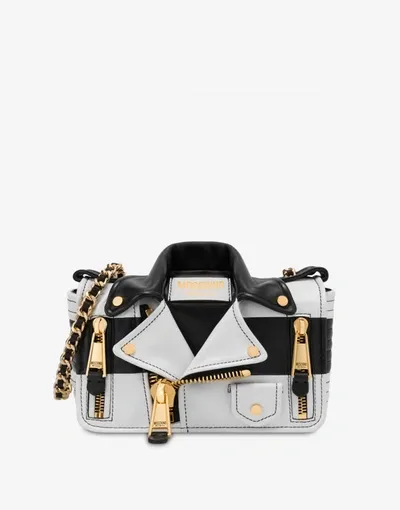 Moschino Black & White Nappa Biker Bag